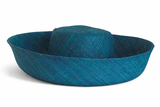 Raffia Curve Brim Hat Standard Brim in Dark Peacock Blue Madagascan