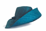Raffia Curve Brim Hat Standard Brim in Dark Peacock Blue Madagascan