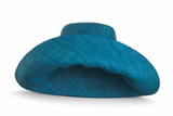 Raffia Curve Brim Hat Standard Brim in Dark Peacock Blue Madagascan
