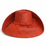 Raffia Curve Brim Hat Standard Brim in Dark Rust Madagascan
