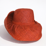 Raffia Curve Brim Hat Standard Brim in Dark Rust Madagascan