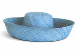 Raffia Curve Brim Hat Standard Brim in Denim Madagascan