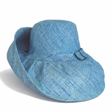 Raffia Curve Brim Hat Standard Brim in Denim Madagascan