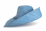 Raffia Curve Brim Hat Standard Brim in Denim Madagascan
