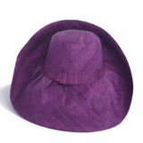 Raffia Curve Brim Hat Standard Brim in Eggplant Madagascan