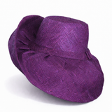 Raffia Curve Brim Hat Standard Brim in Eggplant Madagascan