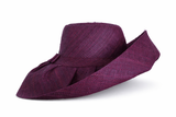 Raffia Curve Brim Hat Standard Brim in Eggplant Madagascan