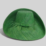 Raffia Curve Brim Hat Standard Brim in Forest Green Madagascan