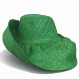 Raffia Curve Brim Hat Standard Brim in Forest Green Madagascan
