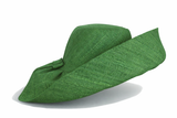 Raffia Curve Brim Hat Standard Brim in Forest Green Madagascan