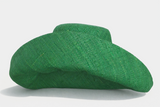 Raffia Curve Brim Hat Standard Brim in Forest Green Madagascan