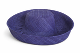 Raffia Curve Brim Hat Standard Brim in Indigo Blue Madagascan