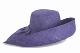 Raffia Curve Brim Hat Standard Brim in Indigo Blue Madagascan