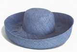 Raffia Curve Brim Hat Standard Brim in Lake Blue Madagascan