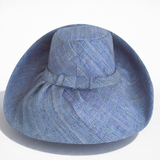 Raffia Curve Brim Hat Standard Brim in Lake Blue Madagascan