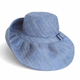 Raffia Curve Brim Hat Standard Brim in Lake Blue Madagascan