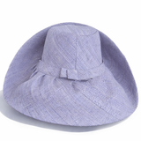 Raffia Curve Brim Hat Standard Brim in Light Steel Blue Madagascan