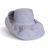 Raffia Curve Brim Hat Standard Brim in Light Steel Blue Madagascan