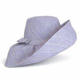 Raffia Curve Brim Hat Standard Brim in Light Steel Blue Madagascan