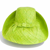 Raffia Curve Brim Hat Standard Brim in Lime Green Madagascan