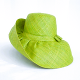 Raffia Curve Brim Hat Standard Brim in Lime Green Madagascan