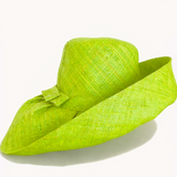 Raffia Curve Brim Hat Standard Brim in Lime Green Madagascan