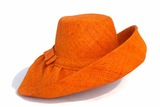 Raffia Curve Brim Hat Standard Brim in Orange Madagascan