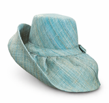 Raffia Curve Brim Hat Standard Brim in Pale Turquoise Madagascan