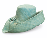 Raffia Curve Brim Hat Standard Brim in Pale Turquoise Madagascan