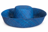Raffia Curve Brim Hat Standard Brim in Sea Blue Madagascan