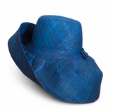 Raffia Curve Brim Hat Standard Brim in Sea Blue Madagascan