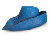 Raffia Curve Brim Hat Standard Brim in Sea Blue Madagascan