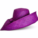 Raffia Curve Brim Hat Standard Brim in Grape Madagascan