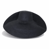 Raffia Curve Brim Hat Large Brim in Black Madagascan
