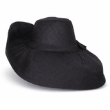 Raffia Curve Brim Hat Large Brim in Black Madagascan