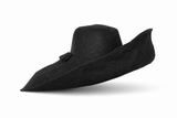 Raffia Curve Brim Hat Large Brim in Black Madagascan