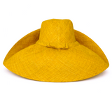 Raffia Curve Brim Hat Large Brim in Corn Yellow Madagascan