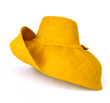 Raffia Curve Brim Hat Large Brim in Corn Yellow Madagascan