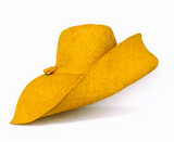 Raffia Curve Brim Hat Large Brim in Corn Yellow Madagascan