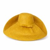 Raffia Curve Brim Hat Large Brim in Crayon Yellow Madagascan