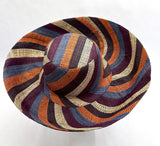 Raffia Curve Brim Hat Standard Brim in Candy Cane Madagascan