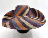 Raffia Curve Brim Hat Standard Brim in Candy Cane Madagascan