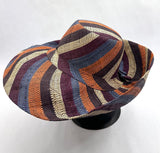 Raffia Curve Brim Hat Standard Brim in Candy Cane Madagascan