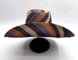 Raffia Curve Brim Hat Standard Brim in Candy Cane Madagascan