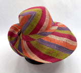 Raffia Curve Brim Hat Standard Brim in Fruit Salad Madagascan