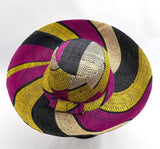 Raffia Curve Brim Hat Standard Brim in Liquorice Allsorts Madagascan