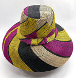 Raffia Curve Brim Hat Standard Brim in Liquorice Allsorts Madagascan
