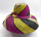 Raffia Curve Brim Hat Standard Brim in Liquorice Allsorts Madagascan
