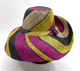 Raffia Curve Brim Hat Standard Brim in Liquorice Allsorts Madagascan