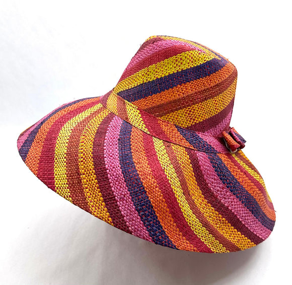 Raffia Curve Brim Hat Standard Brim in Lollipop Madagascan